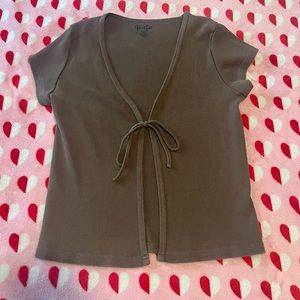 John Galt Brown Serenity Tie Front Top